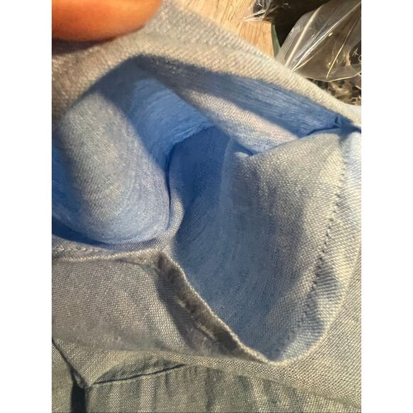 Lands' End Womens Linen Split Neck Tunic Soft Blue Linen 18 - Picture 8 of 9